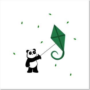 Panda with Kite Posters and Art